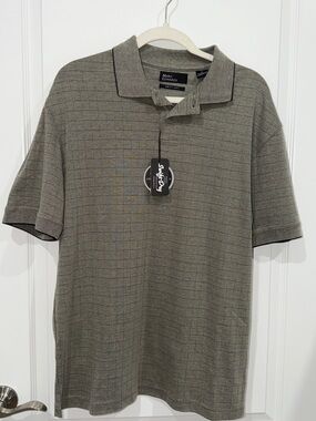 Marc Edwards Men’s gray and black  Grid Polo Shirt size medium swift dry medium